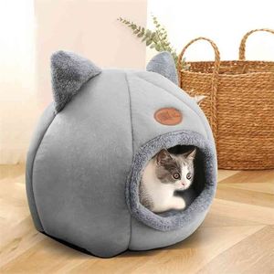 Katt säng katt tillbehör katt nest djup sömn bekväm säng för husdjur katter tält mysiga grottbäddar katt hus leveranser för katter 210722