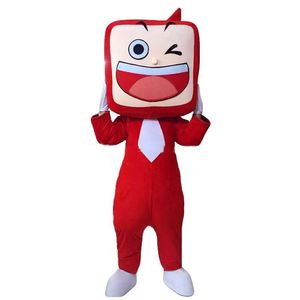 Stage Performance Red TV Dolls Clothing Mascot Costume Halloween Christmas Fancy Party Cartoon Character Outfit Suit Adult Women Men Dress Carnival Unisex Adults