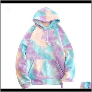 Abbigliamento uomo Abbigliamento Drop Delivery 2021 Felpe Uomo Tasca a marsupio Tie Dye Pullover Felpa con cappuccio Inverno Moda stile Felpe oversize Str