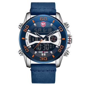 Mode Chronograph Sport Männer LCD Dual Display Multi-funktion Wasserdicht Militär Leder Männliche Armbanduhren Armbanduhren