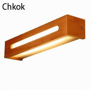 Wall Lamp Chkok Nordic Rectangular Solid Wood Modern Creative INDOOR Wooden Simple Bathroom Mirror Cabinet