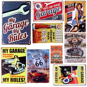 Metal Poster Home Decor Motorcycle Bicycle Wall Poster Decals Art Metal Tin Signs Dads Garage Rules Plate Painting Bar Club Garage Decoration Wall Plaque 30X20cm