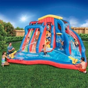 DHL Inflatable Pool with Slide Splash Bounce House Shark Bouncer Water Park Game PVC Inflatable Swim Safety