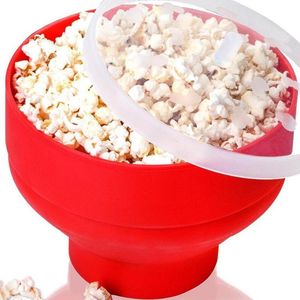 Skålar Silikon Popcorn Bowl Mikrovågsugn Ugn Vikad hink Kreativ hög temperaturbeständig stor täckt