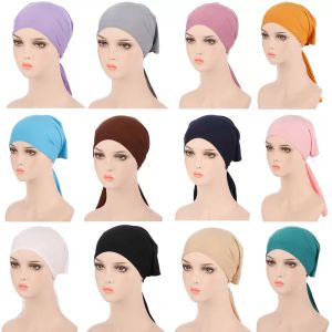 Underscarf Turban Tube Bone Bonnet Muzułmańska Hidżab Kapelusz Kobiety Bandaż Stretch Wewnętrzne Czapki Ninja Czapki Kapelusze Arabskie Beanie Skullies Islamskie Czapki