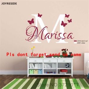 JOYRESIDE Wall Decal Vinyl Sticker Personalized Custom Name Butterfly Home Decor Nursery Girls Baby Kids Bedroom Design XY058 210929