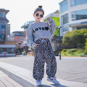 Miúdos miúdos grandes meninas moda calças de esportes design leopardo calças coreanas roupas 2360 Q2