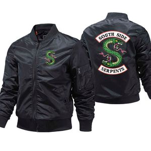 Riverdale South Side Serpents Giacca Uomo TV Show mens bomber giacche streetwear hombre Cappotti invernali 5XL Maschile Giacche frangivento 211013