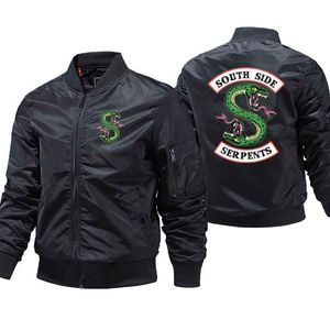 Riverdale South Side Serpentsジャケットメンズテレビショーメンズ爆撃機ジャケットストリートウェアホムレ冬コート5xl男性ウインドブレイクジャケット211013