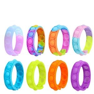 Fidget Pop Dedo Juguetes Pulsera Rompecabezas Ejercicio Antiestático Correa de muñeca Empuje Burbuja Anillo sensorial de silicona 500 UNIDS / LOTE