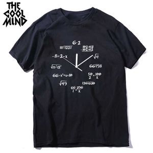 Coolmind 100% Bawełna Zegar Matematyczny Drukuj śmieszne Mężczyźni T Shirt Casual Krótki Rękaw O-Neck T Fajne Lato T- S Tee 210629