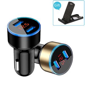 Car Dual USB Laddare 5V 3.1a Auto Charger GPS Navigator Bil Snabbladdning Universal för SMART iPhone Xiaomi med spänningsdisplay