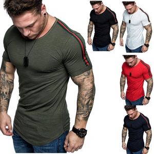 T-shirt Ombro Stitches Design Curto Bocas Camisa Homens Esportes Camisas Pacote para Fitness X0322