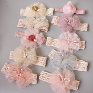 Hårklämmor Barrettes Baby Lace Crown Flower pannband Barnhuvudbonad prinsessflicka