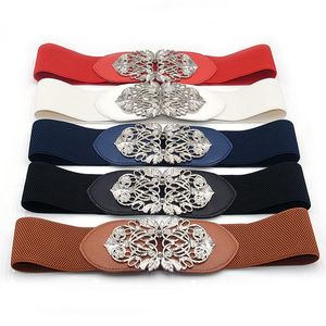 Belts Vintage Wide Elastic Belt Metal Buckle Waist Strap Stretch Dress Lady Cummerbund Corset Decorative Waistband