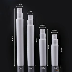 Weiße Parfüm-Sprühflaschen, 2 ml, 3 ml, 4 ml, 5 ml, PP-Kunststoff, leerer Kosmetikbehälter, nachfüllbarer Sprüher-Zerstäuber