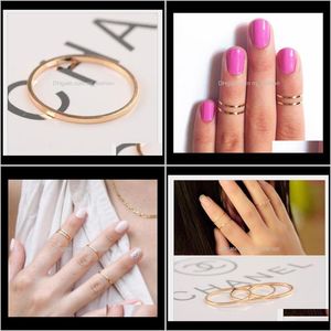 Zespół Rings JewelryBand Midi Urban Gold Stack Plain Cute Above Gulckle Paznokci Ring Boże Narodzenie 1616 Drop Dostawa 2021 GF8N