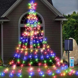 Опт Солнечные лампы дворы украшения GESTOON лампа 350 светодиодные 8 режимов открытый водонепроницаемый садовый занавесные огни на рождественские праздники