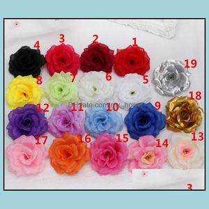 New Artificial Rose Flower Heads Cloth Decorative Flowers Party Decoration Wedding Wall Bouquet White Roses Drop Delivery 2021 Wreaths Fes