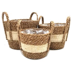 Wicker Flower Basket Flower Ornament Hanging Baskets Woven Flower Pot Outdoor Bamboo Storage Baskets Home and Garden Decoration 210615