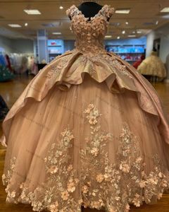 Charro Quinceaneraドレスシャンパンフリルスウィート16ドレスパーティーメーカースパンコールプリンセスガウンクリスタルVestidos de XVAños