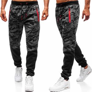 Fashion Men's Jogging Pants Casual Stretch Slim Fashion Sports Trousers Color Zipper Pocket Trousers