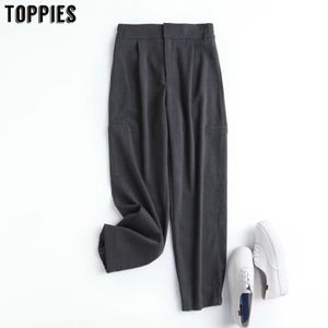 Toppies 여성 회색 바지 조깅 여성 캐주얼 부드러운 Pantalon 210412