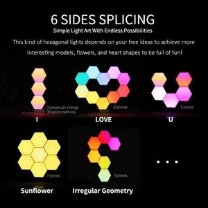 Party Decoration Led Honeycomb Lights Quantum Hexagonal Light Usb Touch Remote Control Colorful Discoloration For Bedroom Diy Decor Wall Lam
