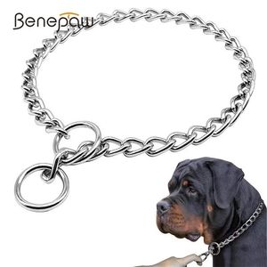 Beepaw ze stali nierdzewnej Slip P Pet Dog Chain Wygodne ciężkie szkolenie Skarbonki Kołnierz dla psów pokrytych galwaniczną wierzchołkiem 210729