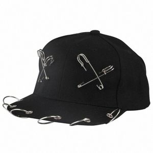 Iğneli Başlık toptan satış-Erkekler Punk Pin Hip Hop Kapaklar Kadın Snapback Siyah Beyzbol Şapka Çocuk Yaz Basketbol Visor Baba K Kısa Düz Şapka Ayarlanabilir T16A