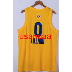 Erkekler 10 Styles 2021 New Jersey No.0 Lillard 2021 All-Star Sarı Basketbol Formaları, M, L, XL, XXL