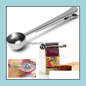 Spoons Flatware Kitchen, Dining & Bar Home Garden Arrive Stainless Steel Ground Coffee Measuring Scoop Spoon With Bag Seal Clip Sier Drop De