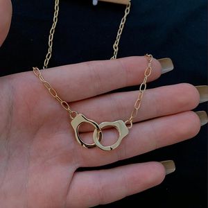 Pendant Necklaces Stainless Steel Handcuffs Necklace Unique Design Lock Chain Women Couple Street Style Collars Chokers