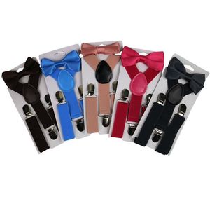 2021 Mode Kids Suspenders Med Bowtie Barn Barn Bow Tie Set Boys Braces Flickor Justerbara Suspenders Baby Wedding Ties Tillbehör