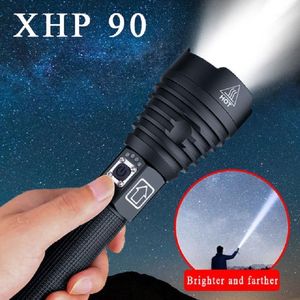 懐中電灯トーチクリーXHP90最も強力な戦術18650充電式LED USBトーチライトXHP70防水ズームハンドランプ