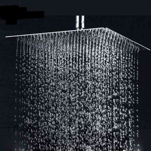 304 Rostfritt stål Retail Polished Chrome Finish Badrum Square Rain Shower Head Ceiling Wall Top Sprayer H1209