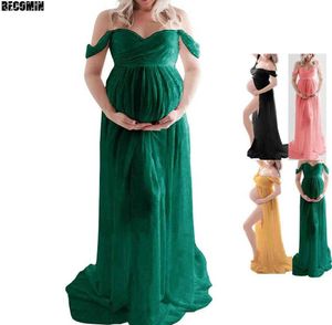 Graviditetsklänning Foto Shoot Plus Storlek Kläder Sexig Maternity För Fotografering Foto Sommar Gravid 2325 Q0713