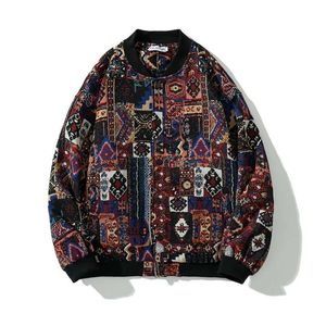 Herrjackor Vår Höst Hip Hop Vintage Etnisk stil Baseball Streetwear Långärmad Patchwork Ytterkläder för par