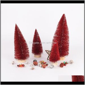 Dekorationer Festliga Party Supplies Hem GardenKristmas Dekoration Skrivbord Miniatyr Röd Pine Needle Dusting Mini Jul Ornament Tree