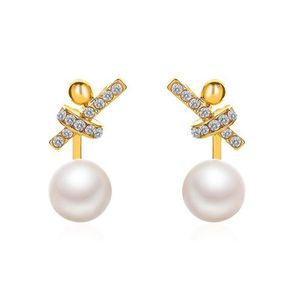 Knot Pearl Diamond Earring Stud Women Business Party Dress Gold Ear Drop European 925 Silver Alloy Geometric Earrings Fashion Jewelry