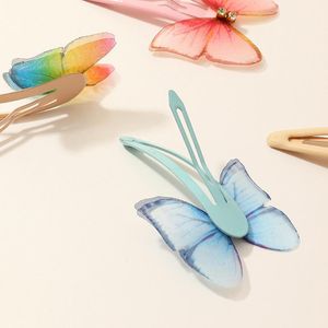 Snap Hair Clips Metal Butterfly Pins Barrettes Girls Kolorowe Klip Headwear Aniwon Akcesoria