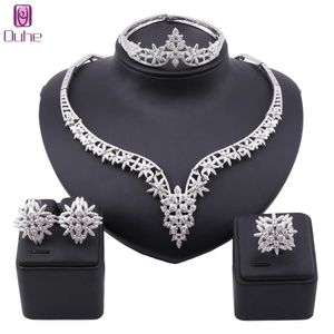Dubai Gold Color Jewelry Sets for Women Crystal Necklace African Beads Set Nigerian Bridal Wedding Costume Jewellry