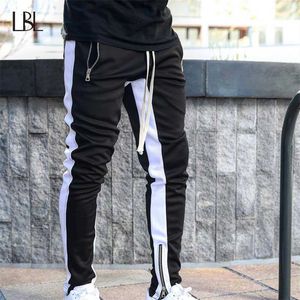 Mens joggare casual byxor fitness män sportkläder tracksuit bottoms mager sweatpants byxor svart gym jogger spårbyxor 211112