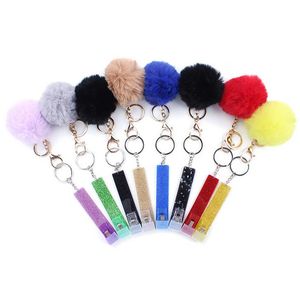 Grind Arenaceous Carta di credito estrattore Pompon Keychains Acrilico Debit Bank Cards Grabber per le unghie lunghe ATM Keychain Cards Clip Nails Chiave anelli