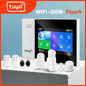 Tuya WiFi GSM home Security Protection smart Alarm System Touch screen Burglar kit Mobile APP Remote Control RFID Arm and Disarm