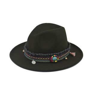 Berets Women High Quality Custom Accessories Logo Wide Brim Decorated Felt Panama Fedora Hats