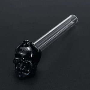 Skull Pyrex Glass Oil Burner Pipes Nail Burning Jumbo Pipe 5.5 inch Length Thick Clear Smoking Tubes Glass Bowls for smokers Yellow Blue Green Pink Black Gray Colors