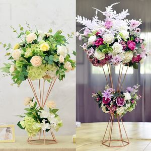 70CM Tall Party Decoration Flower Vase Rack Gold White Metal Holder Wedding Table Centerpieces Stand 10 Pcs