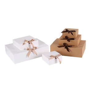 100pcs/lot White Kraft Paper Large Gift box Creative Kraft Paper DIY gift bag White Candy box wedding Party Supplies wholesale