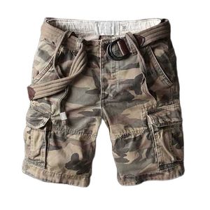 Retro Wojskowe Camo Cargo Spodenki Mężczyźni Casual Army Style Plaża Premium Jakości Luźna Workowna Kieszeń Krótki Letnie Odzież 210716